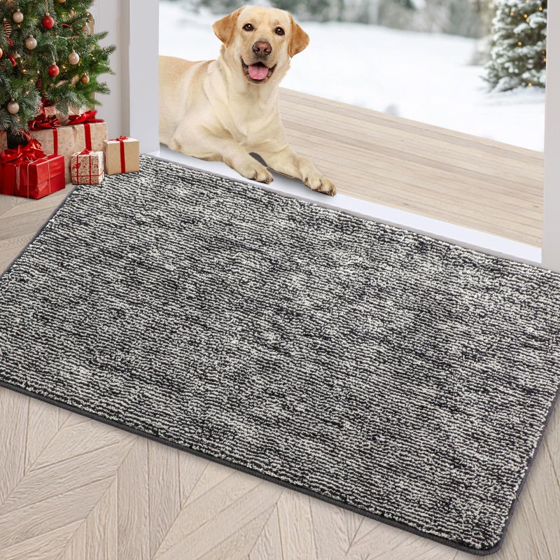 REFETONE Indoor Doormat, Front Door Mat 24"x36" Absorbent Rubber Backing Non Slip Back Door Mats, Washable Low-Profile Inside Floor Mat Door Rugs for Entryway, Resist Dirt Mud Mat for Dogs, Black - Image 1